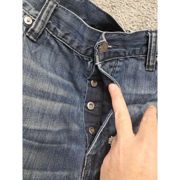 Gap Jeans Mens Sz 38x32 Straight Leg Denim Blue Stretch Distressed Original Fit - Picture 9 of 14